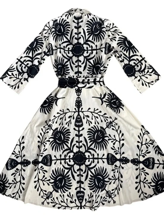 ZARA Black and White Floral Shirt Dress - Picture 5 of 6